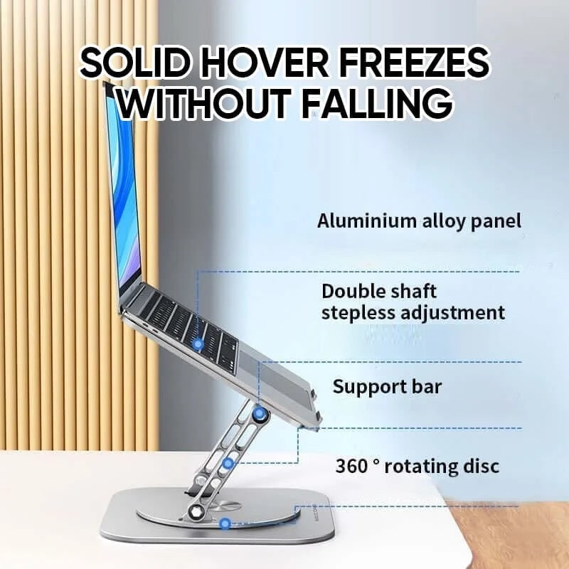 Portable Adjustable Cooling Laptop Stand with 360° Rotating Base Aluminum Alloy Foldable Design - Image 11