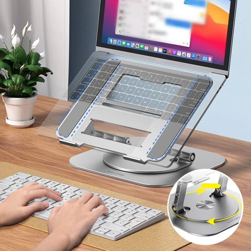 Portable Adjustable Cooling Laptop Stand with 360° Rotating Base Aluminum Alloy Foldable Design - Image 3