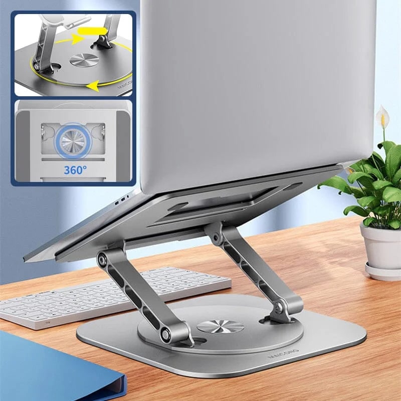 Portable Adjustable Cooling Laptop Stand with 360° Rotating Base Aluminum Alloy Foldable Design - Image 7