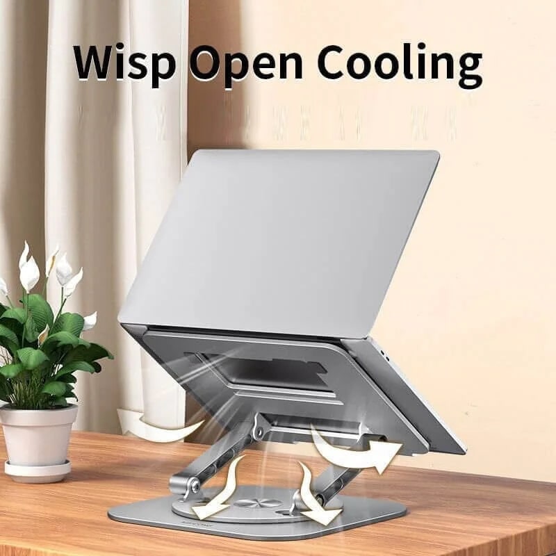 Portable Adjustable Cooling Laptop Stand with 360° Rotating Base Aluminum Alloy Foldable Design - Image 8