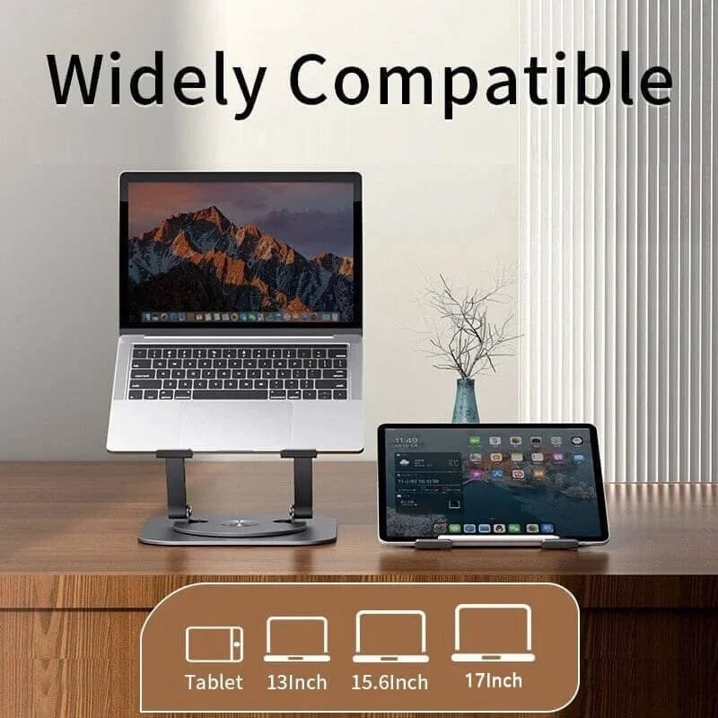 Portable Adjustable Cooling Laptop Stand with 360° Rotating Base Aluminum Alloy Foldable Design - Image 9