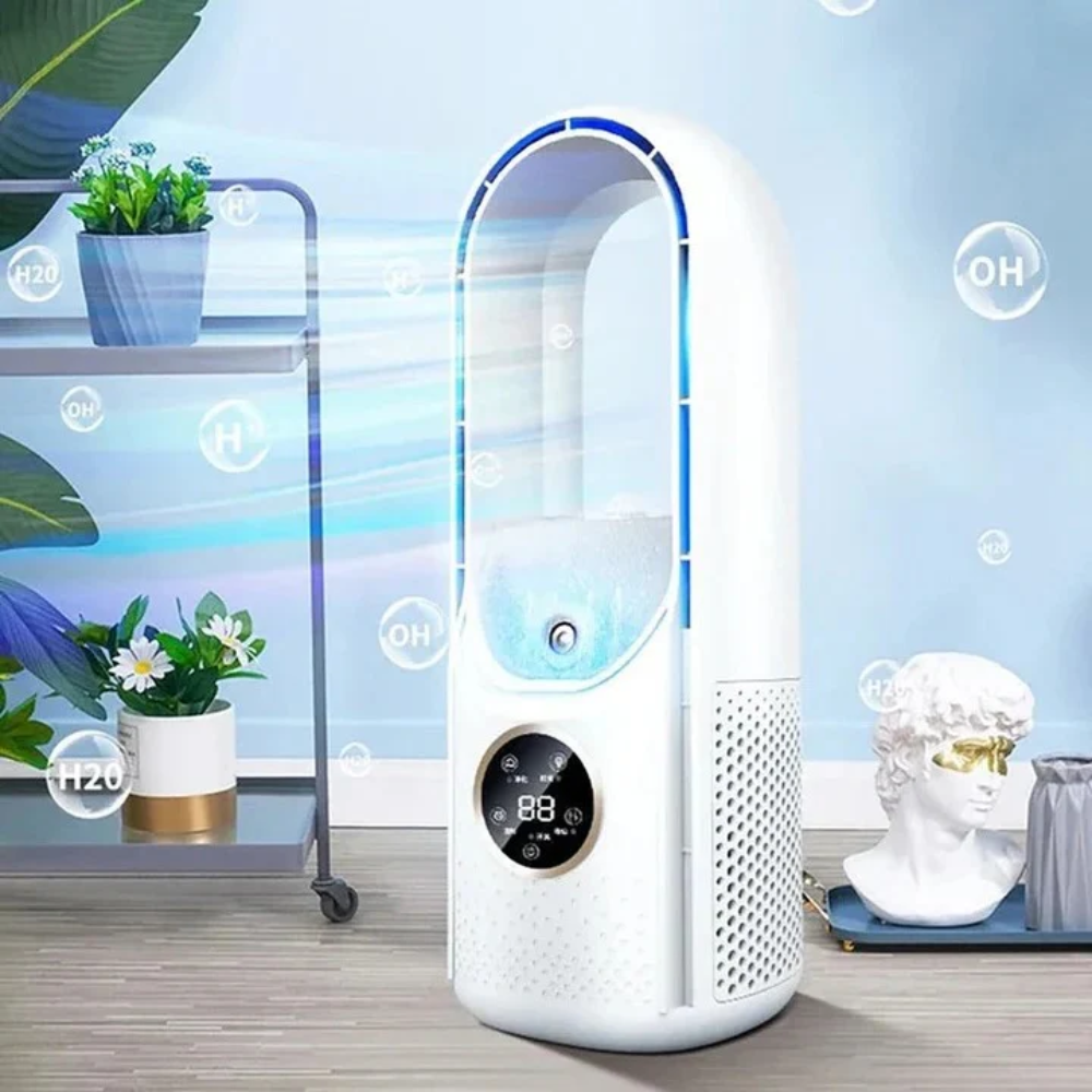 Portable Quiet Air Cooler with Bladeless Cooling