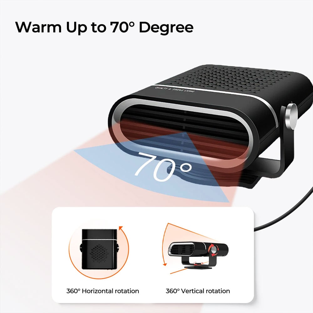 Portable Car Heater and Auto Defroster with 12v Plug-In Power and Quick 30-Second Heat - Image 8