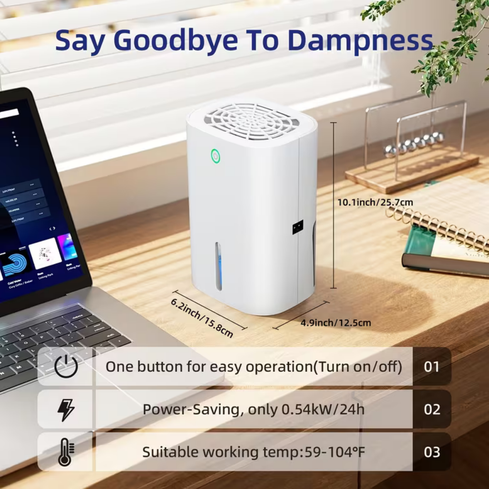 Portable Dehumidifier for Basement Bathroom and Small Rooms with Quiet Operation - Image 2