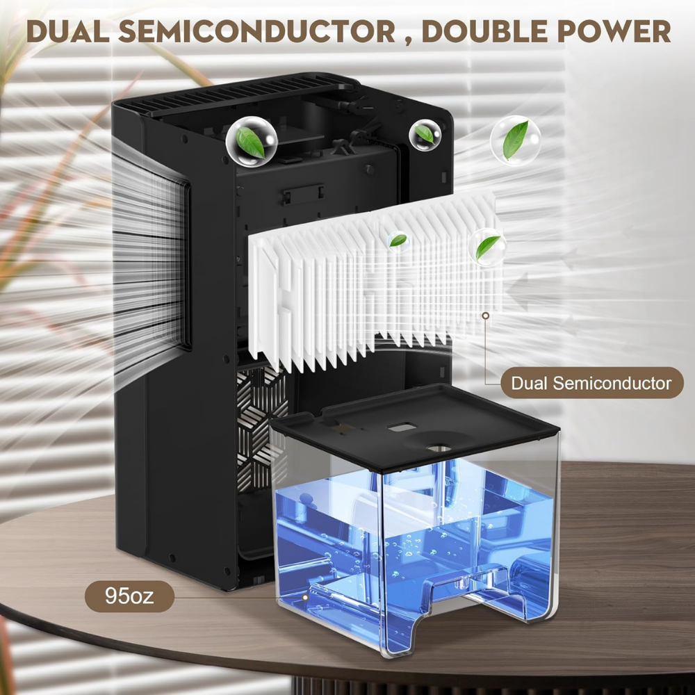 Portable Dehumidifier for Basement Crawl Space and Bathroom with Quiet Operation and Removable Tank - Image 2