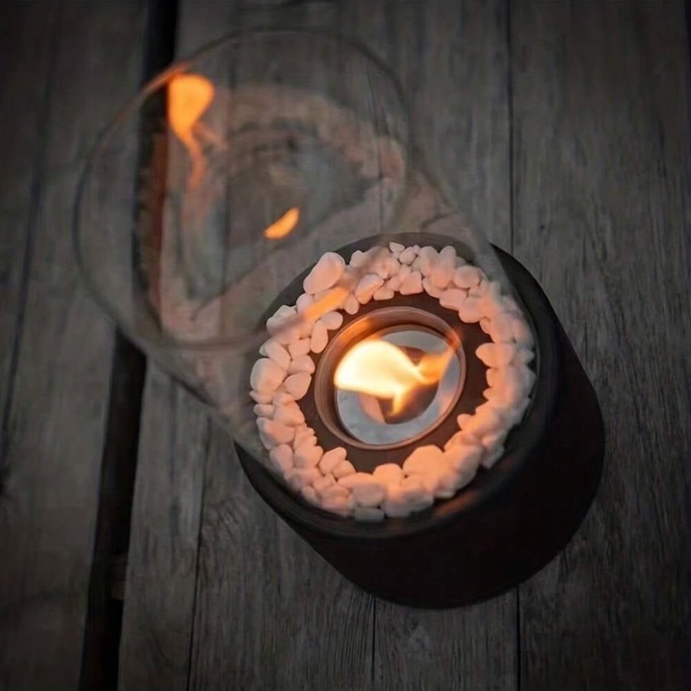 Portable Fire Pit Tabletop Fireplace Glass Cylinder Bioethanol Outdoor Indoor - Image 10