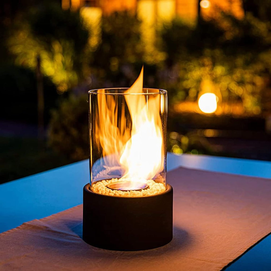 Portable Fire Pit Tabletop Fireplace Glass Cylinder Bioethanol Outdoor Indoor - Image 11