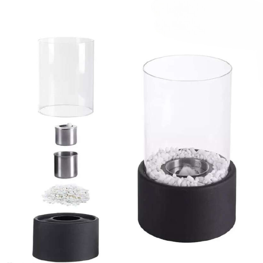 Portable Fire Pit Tabletop Fireplace Glass Cylinder Bioethanol Outdoor Indoor - Image 17