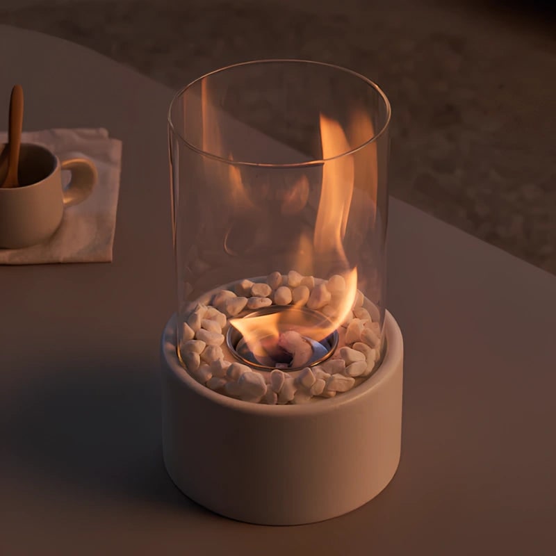 Portable Fire Pit Tabletop Fireplace Glass Cylinder Bioethanol Outdoor Indoor - Image 2