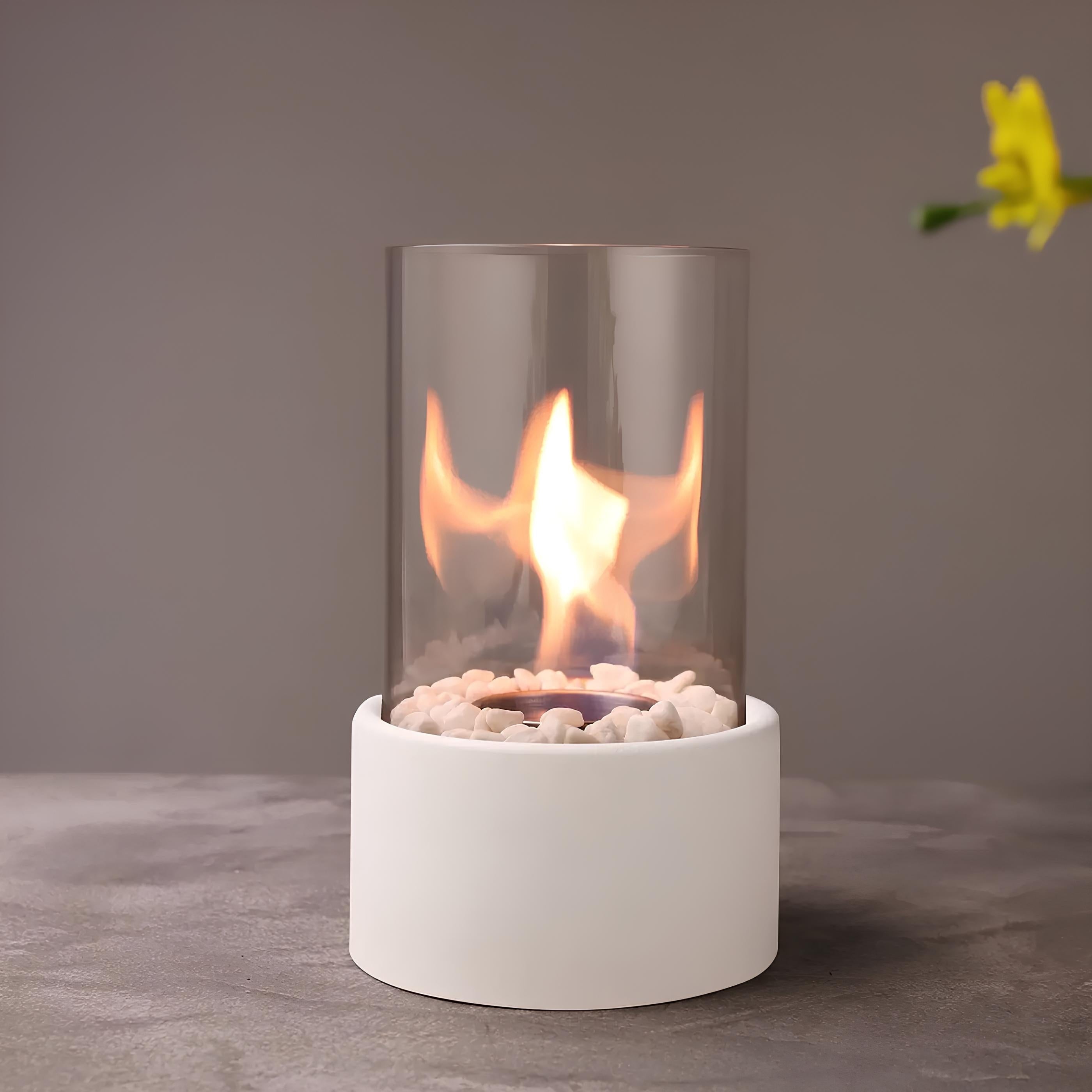 Portable Fire Pit Tabletop Fireplace Glass Cylinder Bioethanol Outdoor Indoor - Image 7
