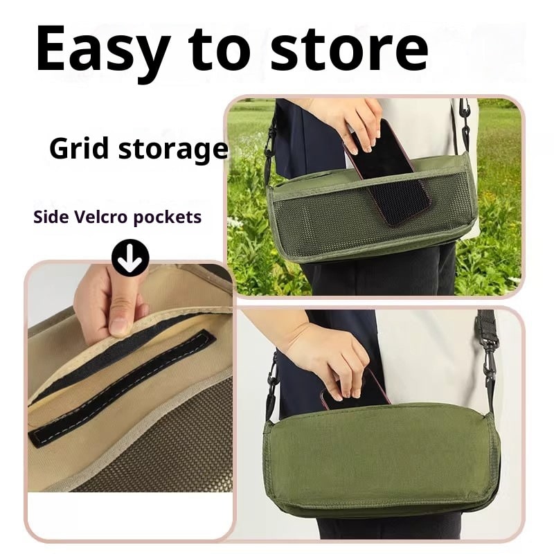 Portable Folding Camping Chair with Canvas Seat and Shoulder Strap Storage Bag - Image 1
