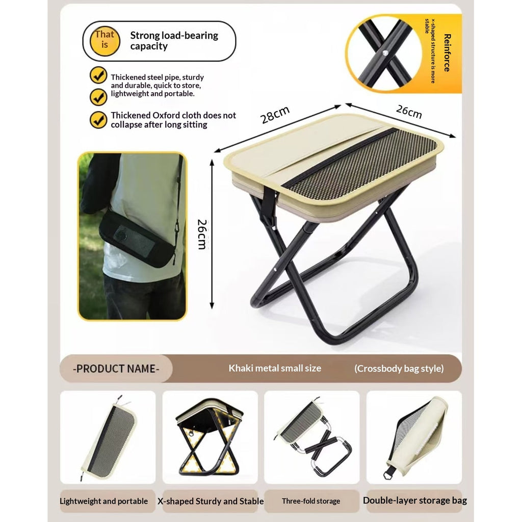 Portable Folding Camping Chair with Canvas Seat and Shoulder Strap Storage Bag - Image 12