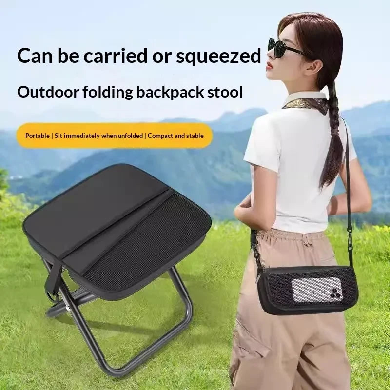 Portable Folding Camping Chair with Canvas Seat and Shoulder Strap Storage Bag - Image 2