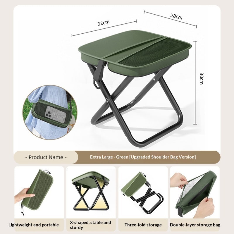 Portable Folding Camping Chair with Canvas Seat and Shoulder Strap Storage Bag - Image 7