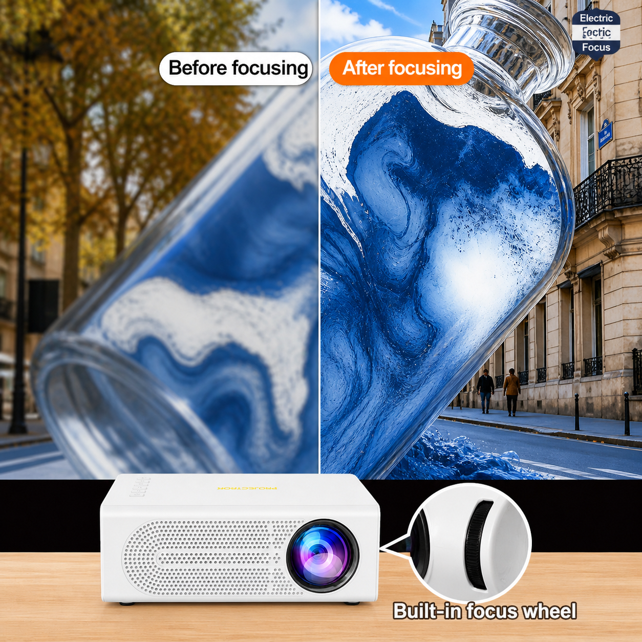 Portable Mini Projector Compact Handheld Travel Manual Focus LED Mobile - Image 2