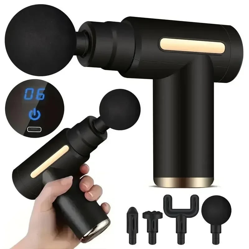 Portable Percussion Handheld Massage Gun Rechargeable USB LED Travel Mini Compact - Image 1