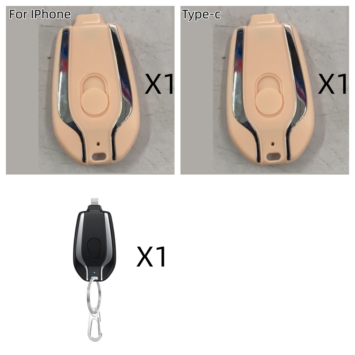 Portable Power Bank Phone Charger with Retractable Connector and Carabiner Keychain - Image 4