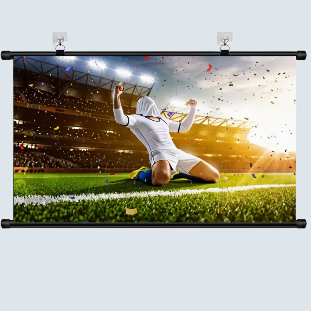 Portable Projector Screen Pull Down Wall Mounted Hanging Anti-Glare Home Theater - Image 2