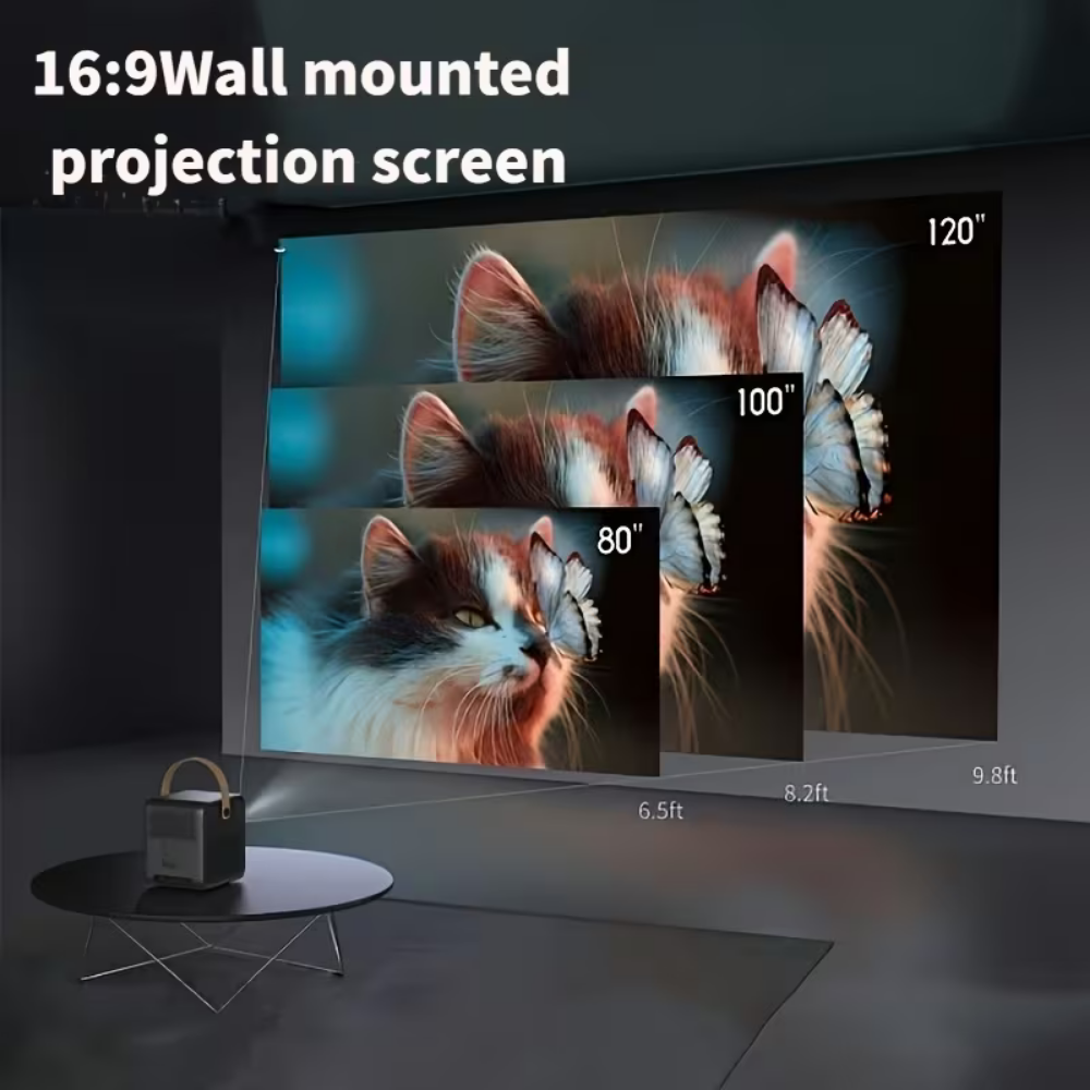 Portable Projector Screen Pull Down Wall Mounted Hanging Anti-Glare Home Theater - Image 4