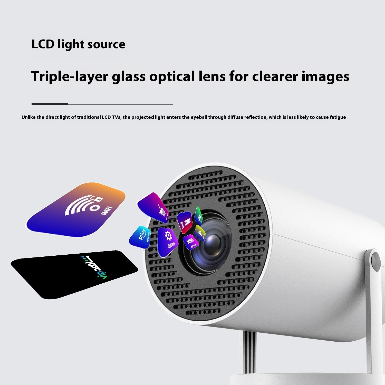 Portable Projector with Outdoor Screen Ultra Short Throw Mini with 180-Degree Tilt Stand - Image 1