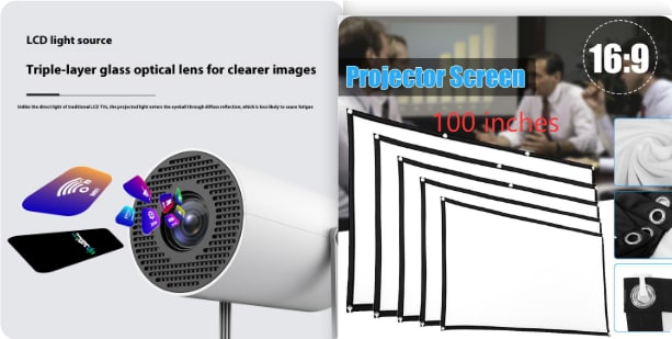 Portable Projector with Outdoor Screen Ultra Short Throw Mini with 180-Degree Tilt Stand - Image 14