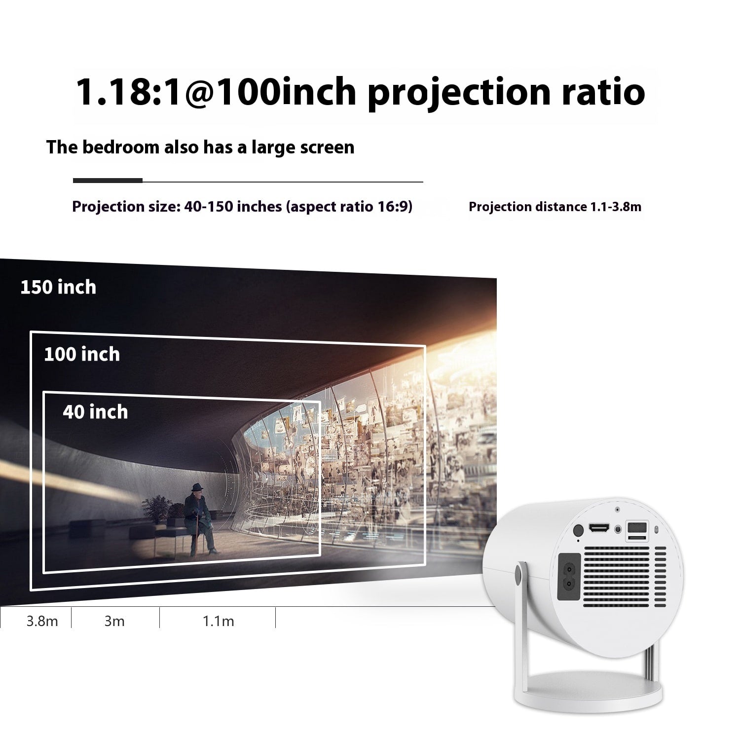 Portable Projector with Outdoor Screen Ultra Short Throw Mini with 180-Degree Tilt Stand - Image 5