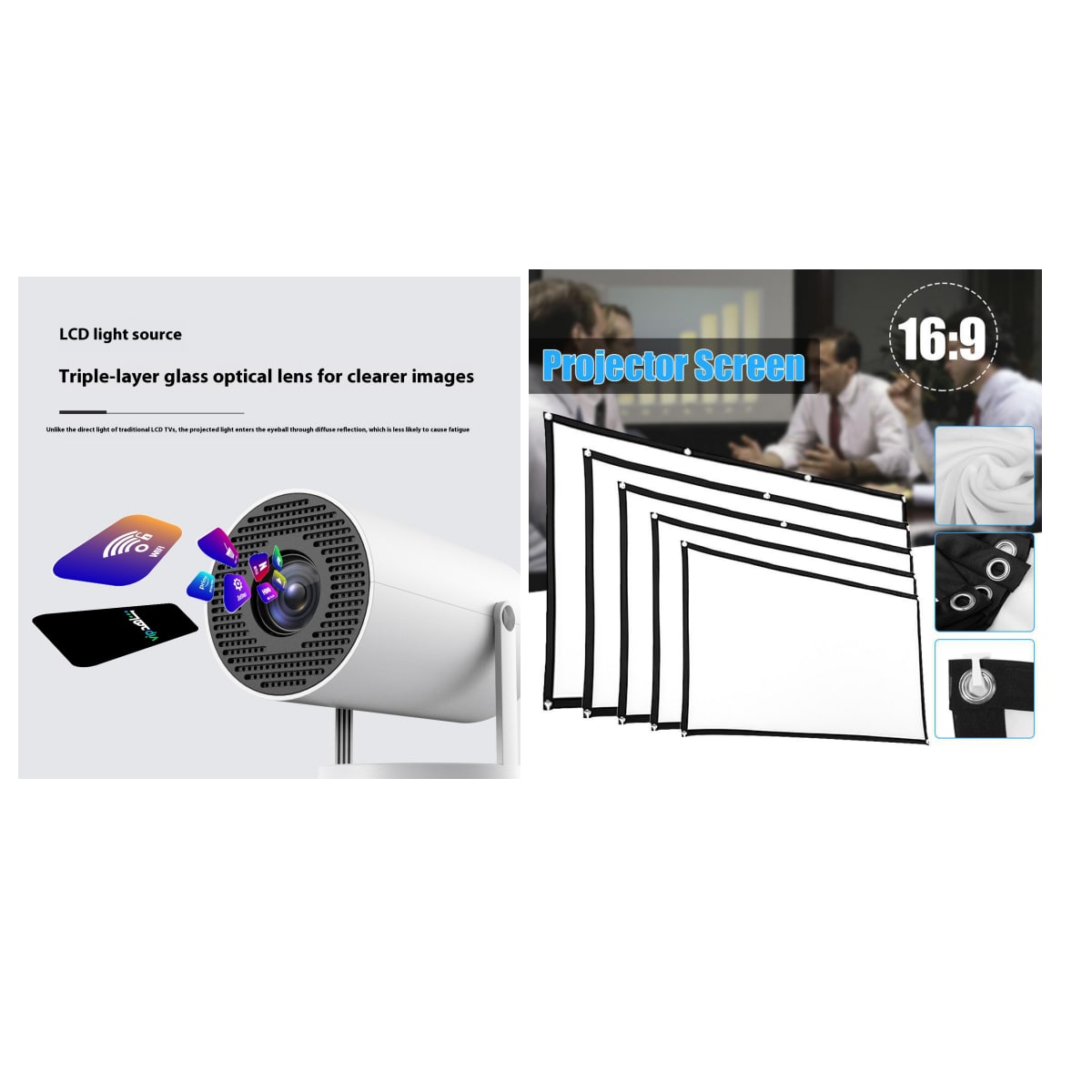 Portable Projector with Outdoor Screen Ultra Short Throw Mini with 180-Degree Tilt Stand - Image 7