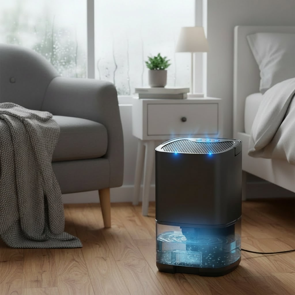 Portable Small Dehumidifier for Bedroom Basement Crawl Space and Office with Removable Water Tank - Image 1
