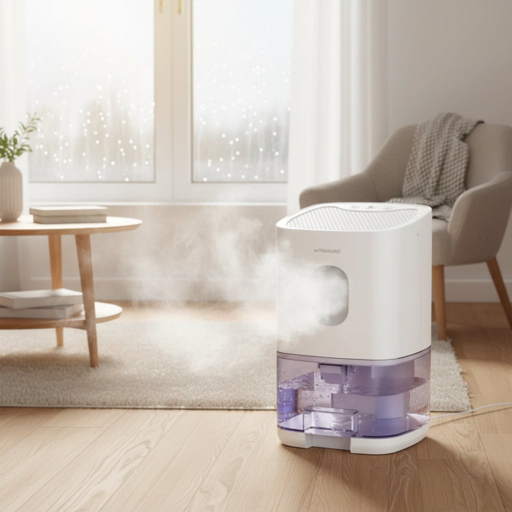 Portable Small Dehumidifier for Bedroom Basement Crawl Space and Office with Removable Water Tank - Image 4