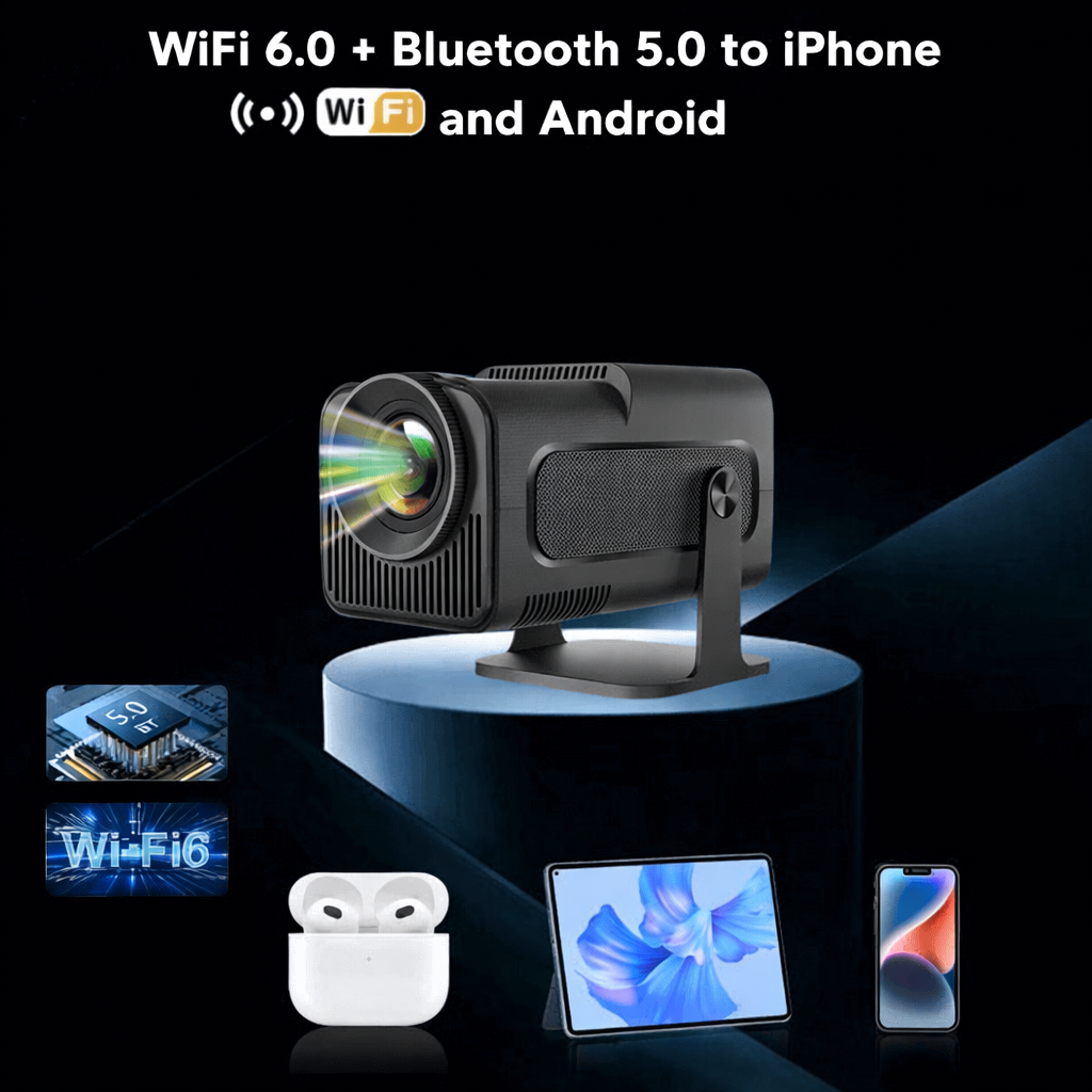 Portable Smart Projector Mini Home Theater Wireless Remote Adjustable Stand Compact - Image 5