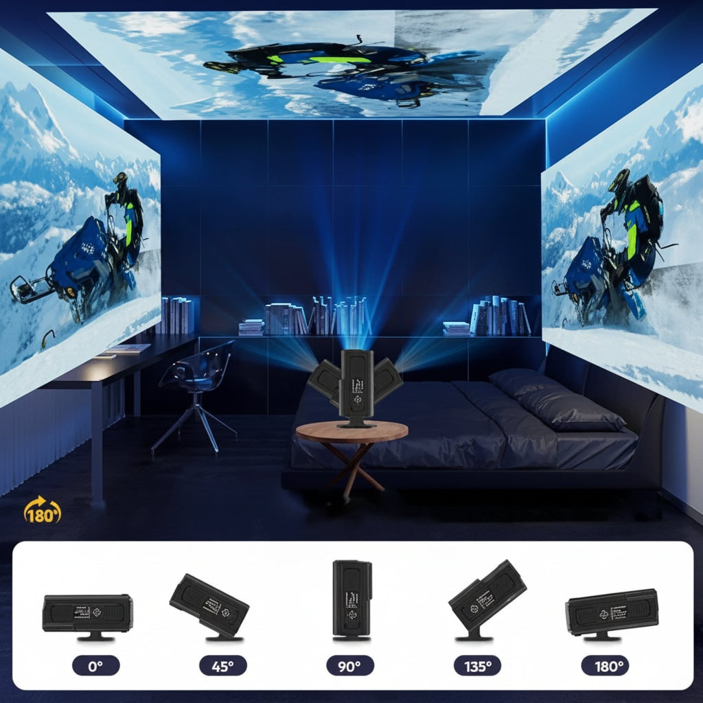 Portable Smart Projector Mini Home Theater Wireless Remote Adjustable Stand Compact - Image 6