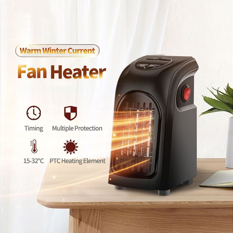 Portable Space Heater Wall Plug in Mini Ceramic Fan Digital Display and Timer - Image 10