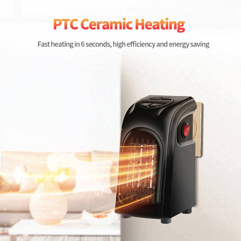 Portable Space Heater Wall Plug in Mini Ceramic Fan Digital Display and Timer - Image 4
