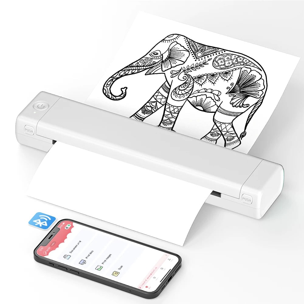 Portable Thermal Printer Wireless Bluetooth A4 Compact Travel USB Mobile - Image 2