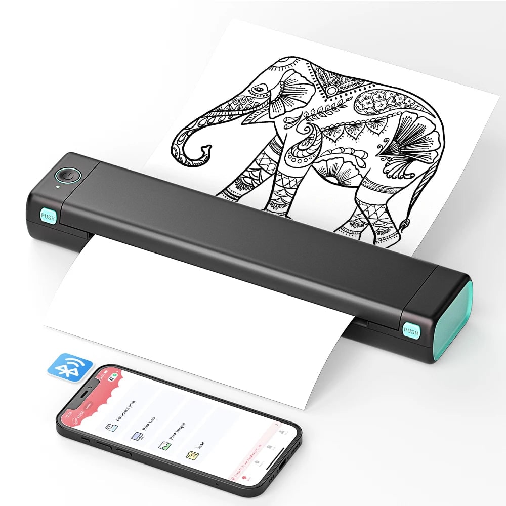 Portable Thermal Printer Wireless Bluetooth A4 Compact Travel USB Mobile - Image 3