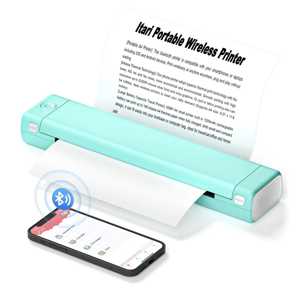 Portable Thermal Printer Wireless Bluetooth A4 Compact Travel USB Mobile - Image 4