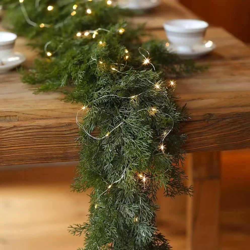 Pre-Lit Christmas Garland with 50 Warm LED Lights for Indoor Holiday Decorations - Image 10