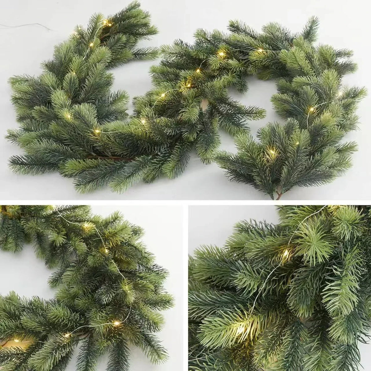 Pre-Lit Christmas Garland with 50 Warm LED Lights for Indoor Holiday Decorations - Image 11