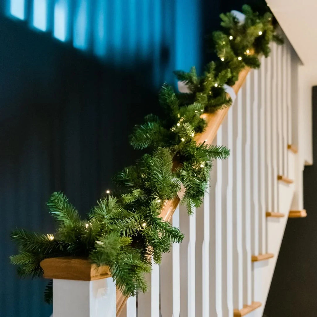 Pre-Lit Christmas Garland with 50 Warm LED Lights for Indoor Holiday Decorations - Image 2