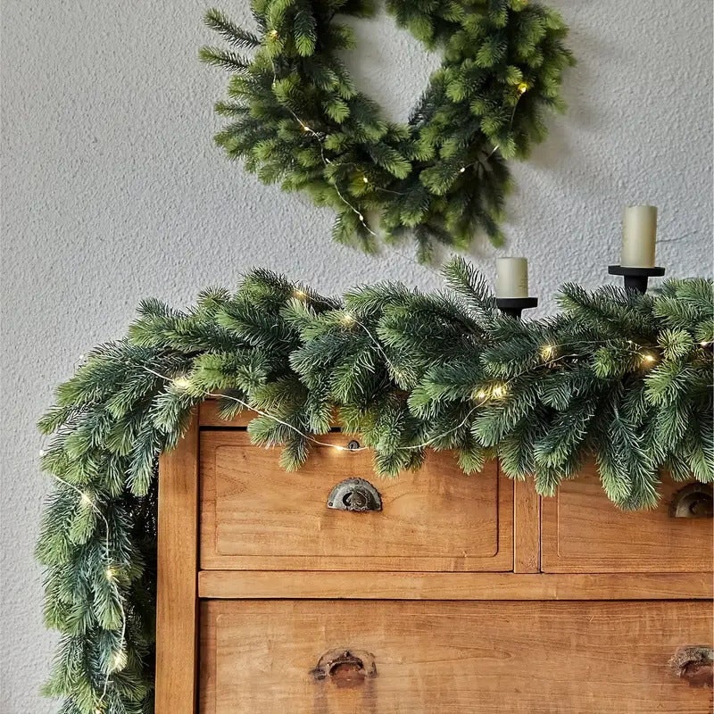 Pre-Lit Christmas Garland with 50 Warm LED Lights for Indoor Holiday Decorations - Image 4