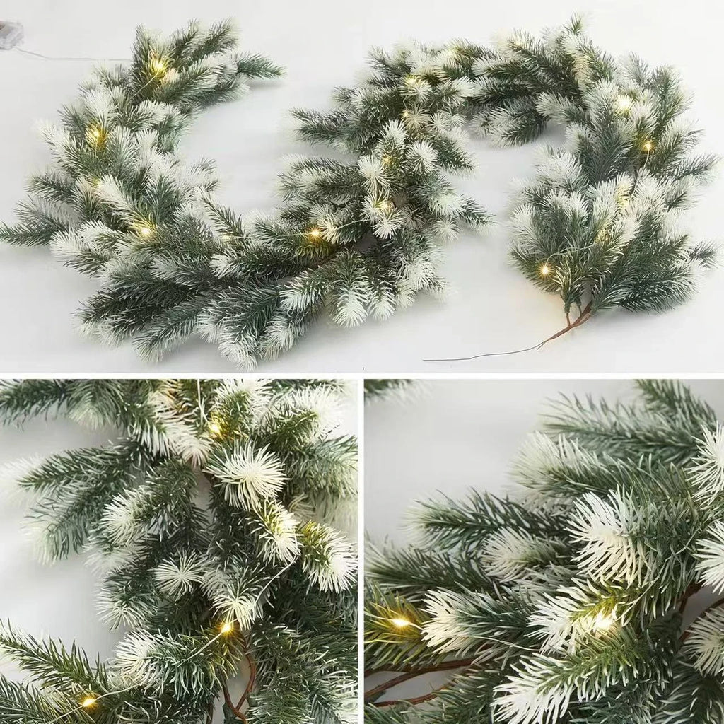 Pre-Lit Christmas Garland with 50 Warm LED Lights for Indoor Holiday Decorations - Image 7