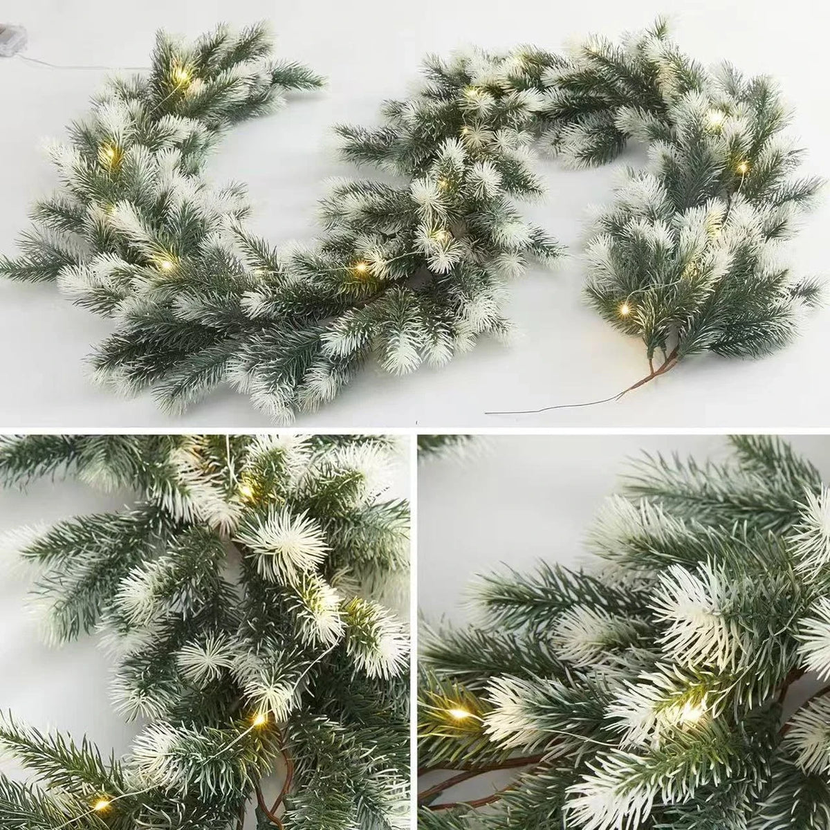 Pre-Lit Christmas Garland with 50 Warm LED Lights for Indoor Holiday Decorations - Image 7