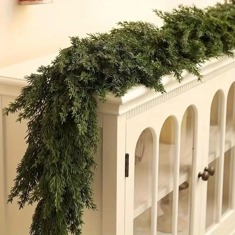 Pre-Lit Christmas Garland with 50 Warm LED Lights for Indoor Holiday Decorations - Image 9