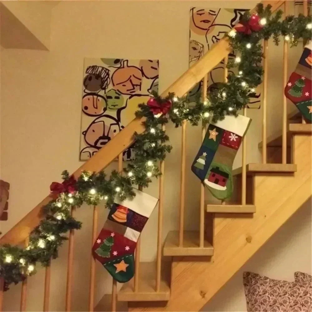 Pre-Lit Christmas Garland with Lights Warm White LED Artificial Pine and Ornaments - Image 11