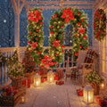 Pre-Lit Christmas Garland with Lights Warm White LED Artificial Pine and Ornaments - Image 3