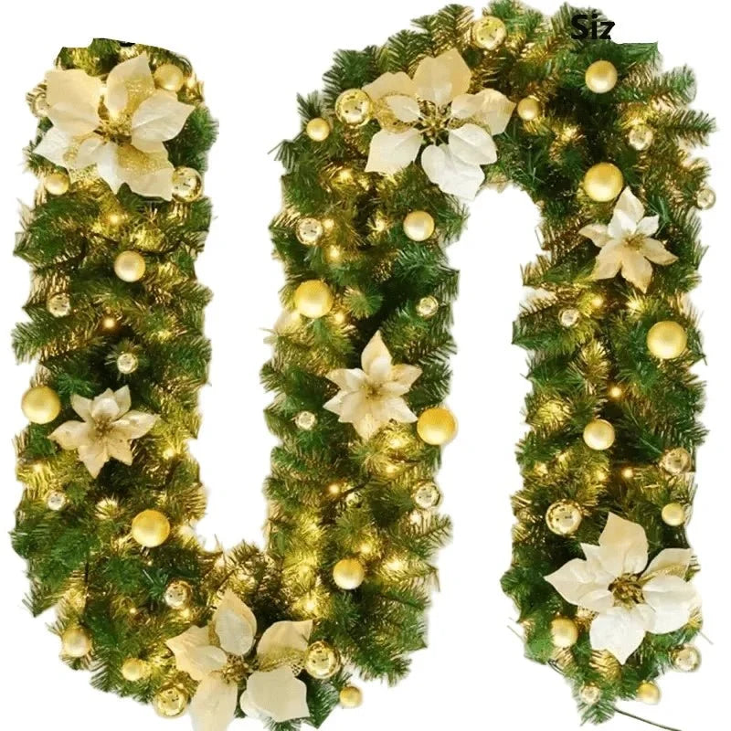 Pre-Lit Christmas Garland with Lights Warm White LED Artificial Pine and Ornaments - Image 8