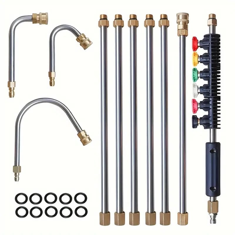 Pressure Washer Extension Wand Set with Gutter Attachment and Telescoping Spray Nozzles - Image 1