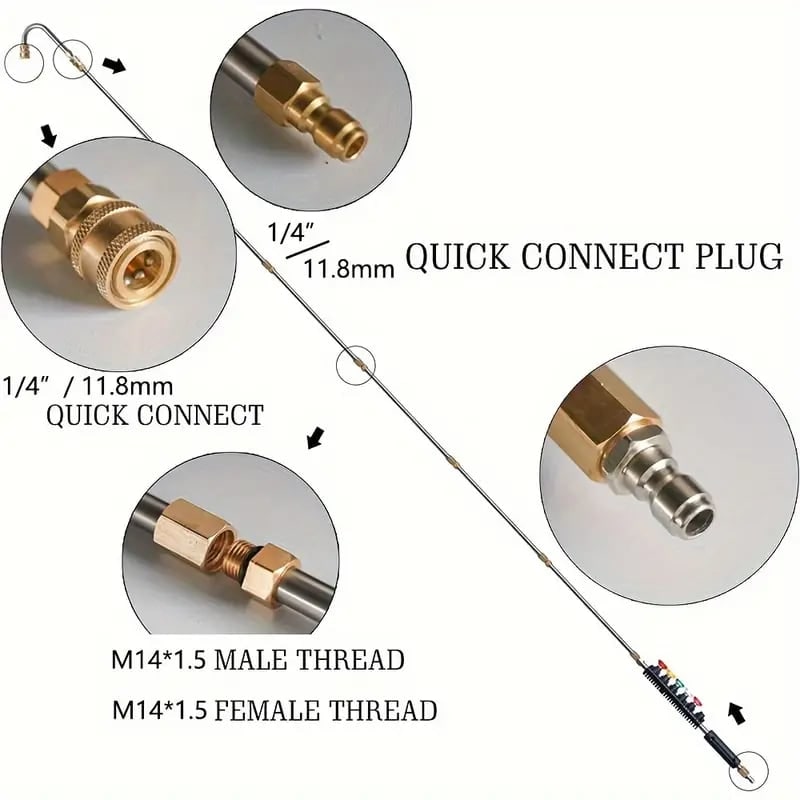 Pressure Washer Extension Wand Set with Gutter Attachment and Telescoping Spray Nozzles - Image 4