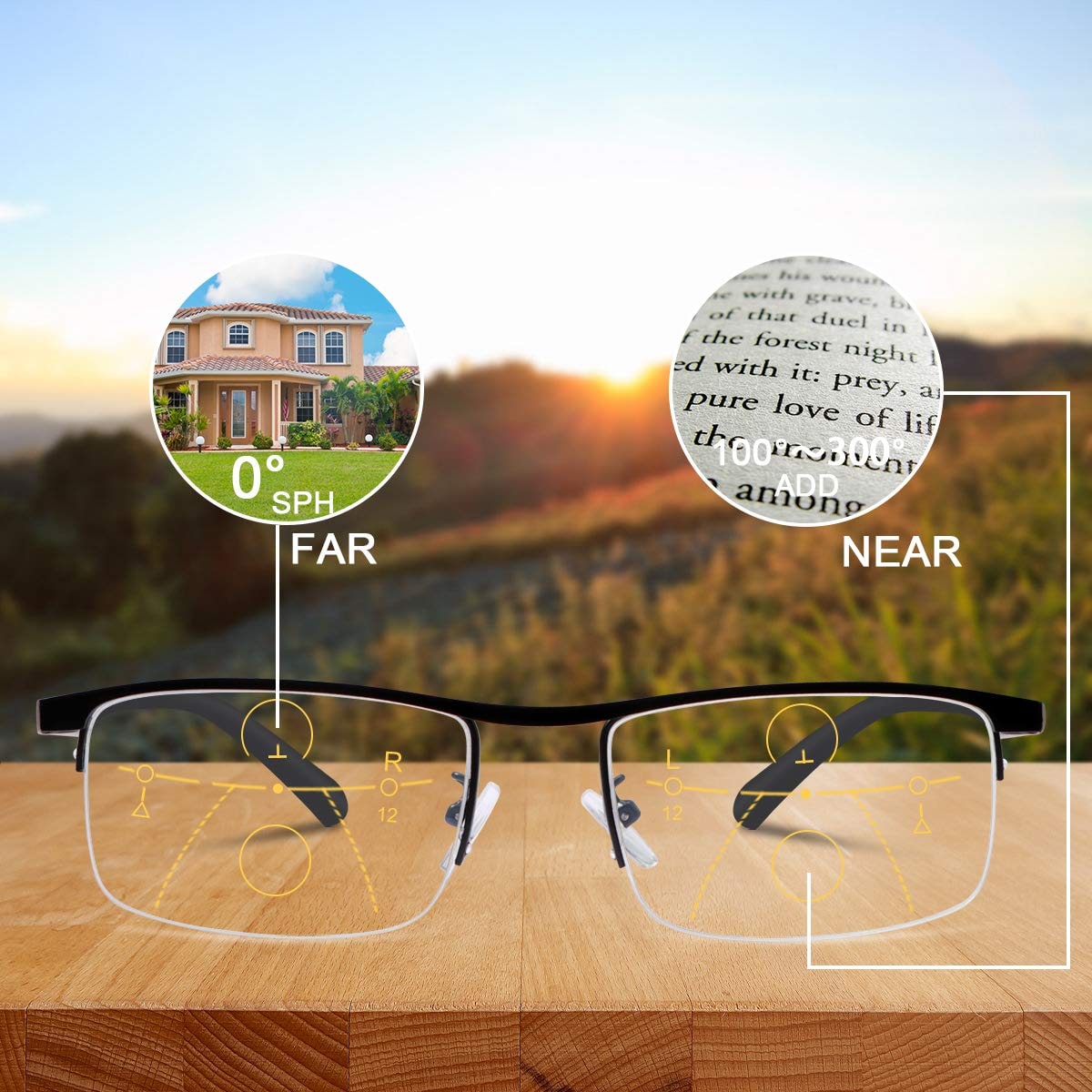 Progressive Glasses for Reading Bifocal Metal Frame Blue Light Blocking Multifocal - Image 5