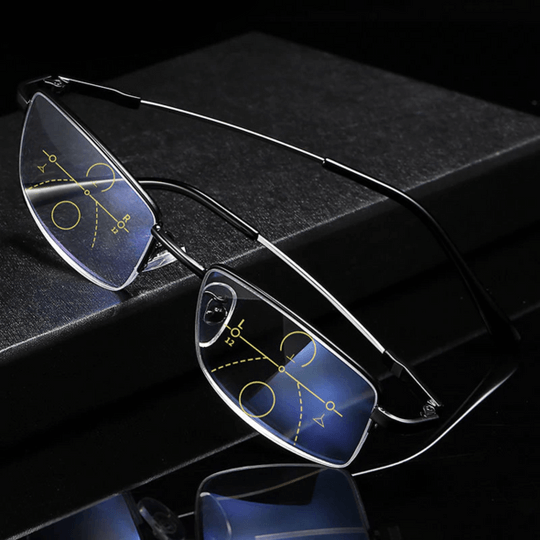 Progressive Reading Glasses with Multifocal Lens Blue Light Blocking and Metal Half-Rim Frame - Image 1